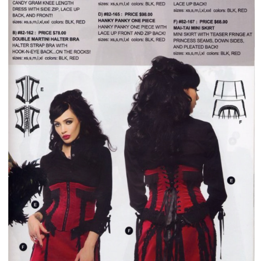 Rare Vintage Lip Service Red Velvet Tassel Coquette Underbust Corset